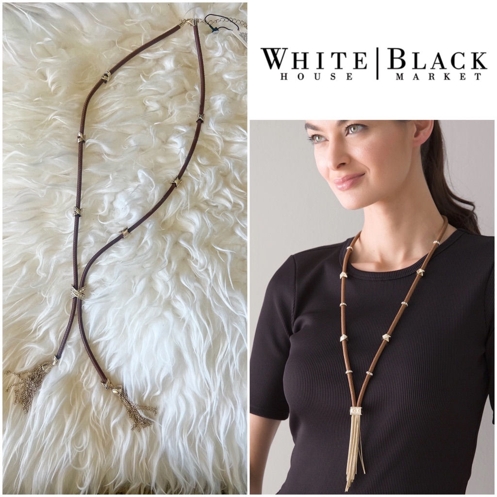 White House Black Market Leather Tassel Necklace*Nwt